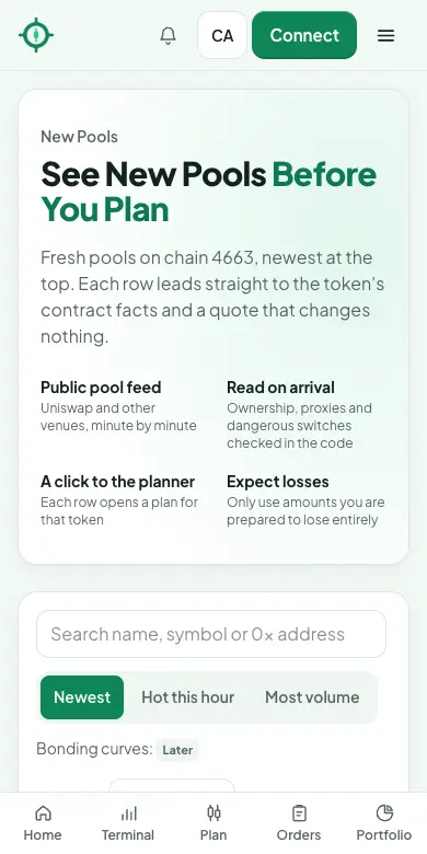 Fresh pools: Ordiq at phone width