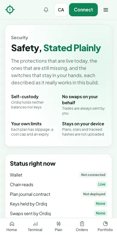 Safety: Ordiq at phone width
